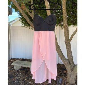 Material Girl Black and Pink High Low Dress